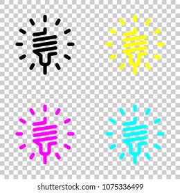 led lamp icon. Colored set of cmyk icons on transparent backgrou