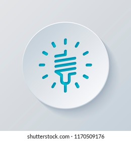led lamp icon. Cut circle with gray and blue layers. Paper style