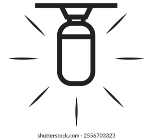 LED lamp icon. Illustration in black and white and vector format.