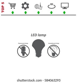 LED Lamp Icon Vector flat design style