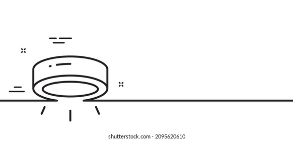 Led lamp line icon. Spotlight light sign. Interior illuminate symbol. Minimal line illustration background. Led lamp line icon pattern banner. White web template concept. Vector