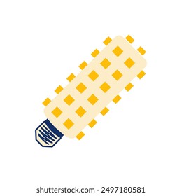 LED lamp rectangular. Diodes, light bulb. Lighting equipment. Illumination. Electricity. Flat style. Color image - yellow and blue. Isolated on white background. Vector illustration