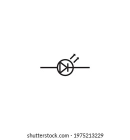 LED lamp symbol, LED lamp icon in electronic circuits