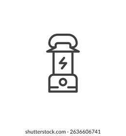 LED lantern with handle line icon. linear style sign for mobile concept and web design. Camping lantern outline vector icon. Symbol, logo illustration. Vector graphics