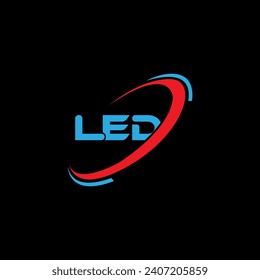 LED letter Logo letter logo design. Initials LED logo linked with circle and uppercase monogram logo. LED typography for technology