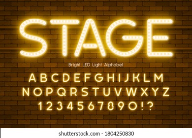 LED light 3d alphabet, extra glowing modern type. Swatch color control.