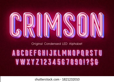 LED light 3d alphabet, extra glowing modern type. Swatch color control.