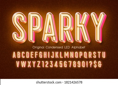 LED light 3d alphabet, extra glowing modern type. Swatch color control.