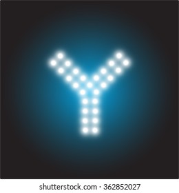 LED light Alphabet, Capital letter Y, Vector illustration