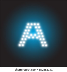 LED light Alphabet, Capital letter A, Vector illustration