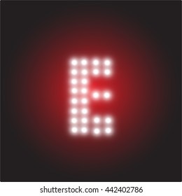 LED light Alphabet, Capital letter E, Vector illustration