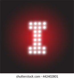 LED light Alphabet, Capital letter I, Vector illustration