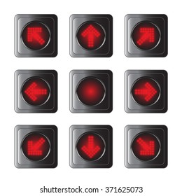 LED  light arrow sign, Vector illustration