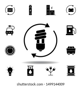 LED light, bulb, arrow icon . Set of alternative energy illustrations icons. Can be used for web, logo, mobile app, UI, UX