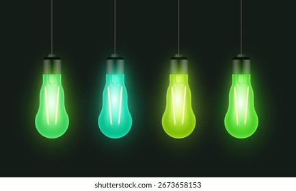 Led light bulb. Christmas lights. Vector realistic clipart.