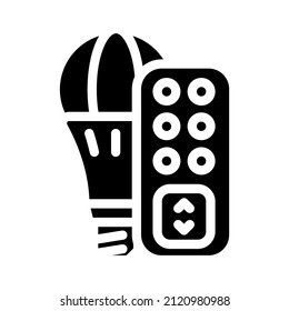 vector de icono de glifo de bombilla de luz led. señal de la bombilla de luz led. símbolo de contorno aislado ilustración negra