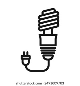 Led light bulb icon Black line art vector logo