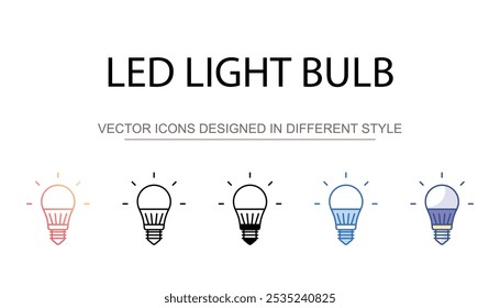 Diseño de icono de bombilla led con fondo blanco