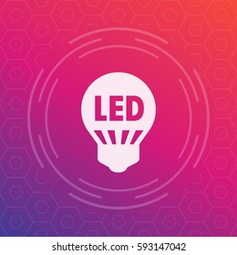 led light bulb icon, energy saving technology vector sign