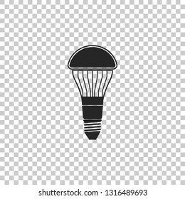 LED light bulb icon isolated on transparent background. Economical LED illuminated lightbulb. Save energy lamp. Flat design. Vector Illustration
