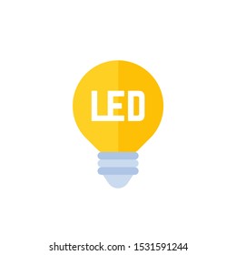 led light bulb icon on white, flat vector