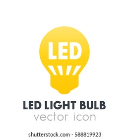 Led Light Bulb Icon, Vector Pictogram Over White