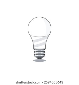 LED light bulb illustration, energy-efficient lighting, modern lamp, white glass, screw base, electricity, illumination, household lighting, vector icon, isolated object, eco-friendly, technology.