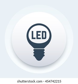 led light bulb, lamp icon, vector illustration
