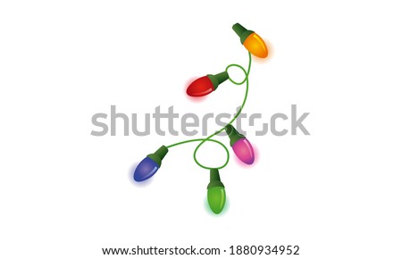 Led light bulb merry christmas related icon set vector image
