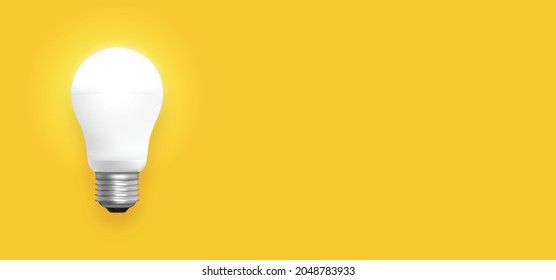 Led light bulb on yellow background in vector format