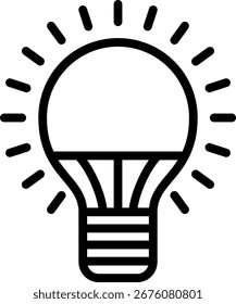 Icono del contorno de la bombilla del led, Vector blanco y negro del icono del contorno.