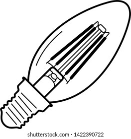 LED light bulb. Vector outline icon isolated on white background.