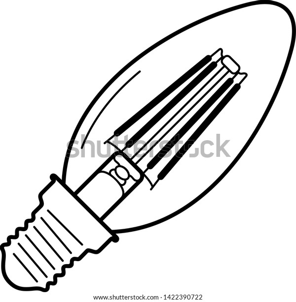 Led Light Bulb Vector Outline Icon のベクター画像素材 ロイヤリティフリー