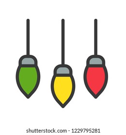 led light bulb.cute christmas and winter related set,suitable for use as material.editable outline