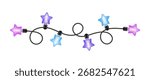 Led light bulbs border. LED Christmas String Lights. Garland vector illustration