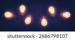 Led light bulbs border. LED Christmas String Lights. Garland vector illustration