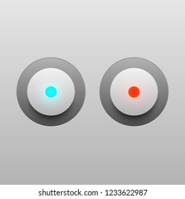 LED light buttons on gray background, stock vector