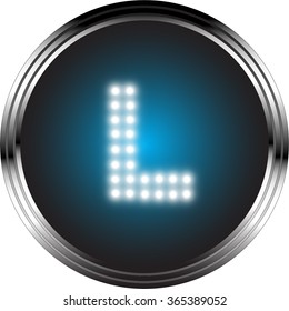 LED light, Capital letter L button, Vector illustration