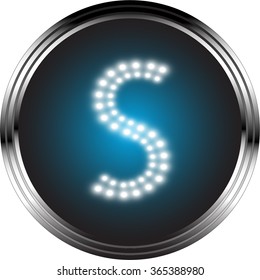 LED light, Capital letter S button, Vector illustration