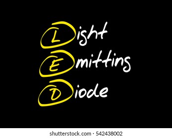 LED Light Emitting Diode, acronym concept