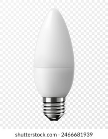 Bombilla de ahorro de energía de diodo emisor de luz led, bombilla de luz económica, aislado sobre fondo transparente, ilustración realista de Vector 3d. Ahorro de energía y diseño de temas ecológicos