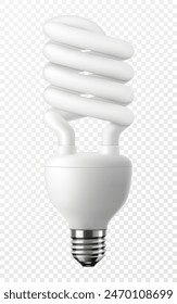 Bombilla de ahorro de energía de diodo emisor de luz led, bombilla de luz económica, aislado sobre fondo transparente, ilustración realista de Vector 3d. Ahorro de energía y diseño de temas ecológicos