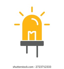 Icono de luz led con símbolos de diodos emisores de luz que representan la iluminación, el componente electrónico, la iluminación de bajo consumo y el concepto de indicador de tecnología