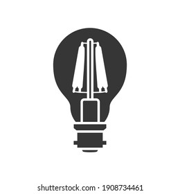 LED light lamp bulb vector filled silhouette icon, isolated on white background