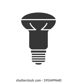 Icono de la silueta llena vectorial de bombilla LED, aislado en fondo blanco