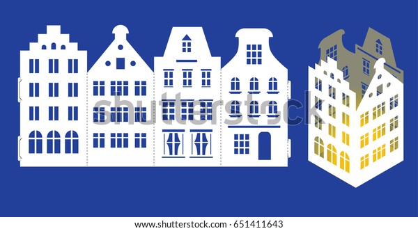 紙レーザーカット用のled灯篭 スケーラブルなベクター画像 アムステルダム様式の住宅のシルエット 古いヨーロッパ風の建物 木彫りのテンプレート のベクター画像素材 ロイヤリティフリー 紙レーザーカット用のled灯篭 スケーラブルなベクター画像 アムステルダム様式の住宅のシルエット 古いヨーロッパ風の建物 木彫りのテンプレート のベクター画像素材 ロイヤリティフリー