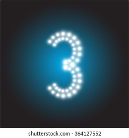 LED light number three, Vector illustration
