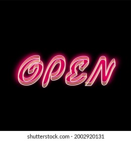 led light sign message open vector