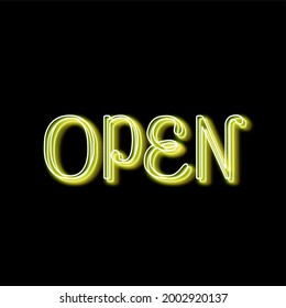 led light sign message open vector