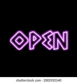 led light sign message open vector